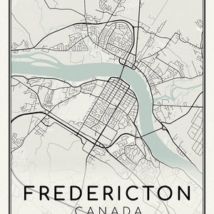 Fredericton, New Brunswick, A Modern Map, auf schwerer Baumwollleinwand, 45 x 65 cm, 18 x 24" ca.