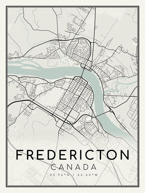 Fredericton, New Brunswick, A Modern Map, on heavy cotton canvas, 45 x 65 cm, 18 x 24" approx.