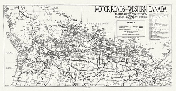 Motor roads in Western Canada and United States connections leading to Calgary & Canadian Rockies, 1929