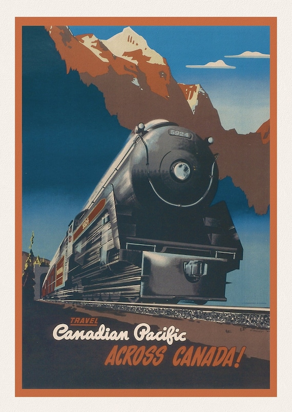 Travel Canadian Pacific Across Canada! 1947, travel poster on heavy cotton canvas, 50 x 70 cm, 20 x 25" approx.