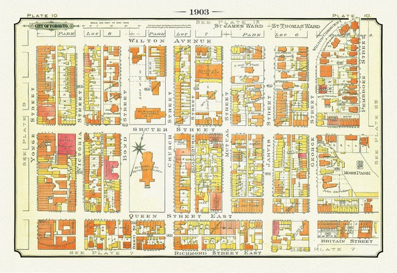 Plate 10, Toronto Downtown East Yonge St. to Moss Park, 1903