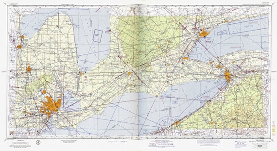 Aeronautical Chart,  Ontario, South Western Section, 1960  , map on heavy cotton canvas, 20 x 27" approx.