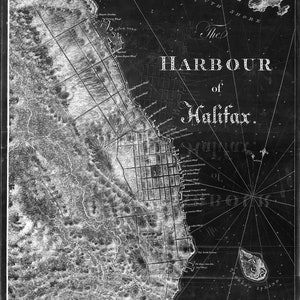 Des Barres, The Sea Coast of Nova Scotia-Harbor of Halifax-1777, mapa sobre lienzo de algodón duradero, 50 x 70 cm, 20 x 25" aprox.
