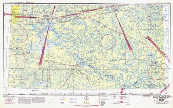 Aeronautical Chart,  Ontario, Lake of the Woods Section, 1942, map on heavy cotton canvas, 20 x 27" approx.