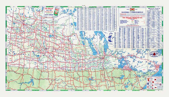 Road Map of the Provinces of Manitoba and Saskatchewan, 1940 Sheet 2