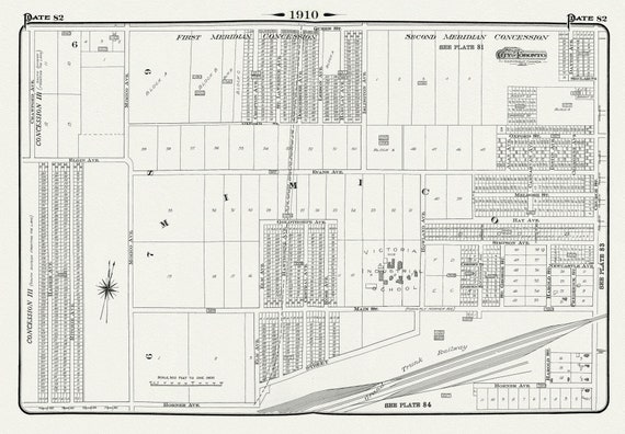 Plate 82, Toronto West, Mimico, 1910 , map on heavy cotton canvas, 20 x 30" approx.