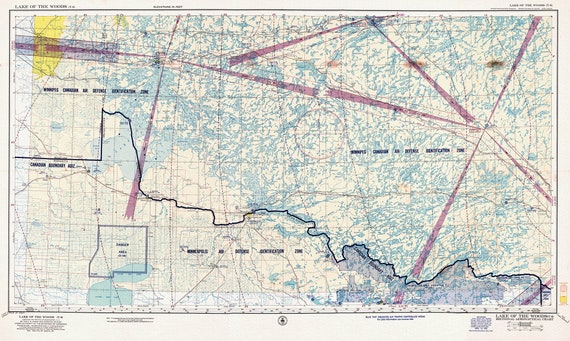 Aeronautical Chart,  Ontario, Lake of the Woods Section, 1952, map on heavy cotton canvas, 20 x 27" approx.