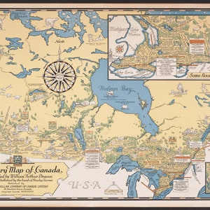 Poster Map Print on heavy Canvas, A Literary Map of Canada,1936, 22x27 » environ.