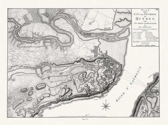Plan of the city and environs of Quebec with its siege and blockade by the Americans, from 1775 to 1776 Ver. I, 22x27" canvas