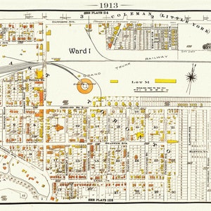 Lámina 111, Toronto East, Danforth & Main, Little York, 1913, mapa sobre lienzo de algodón pesado, 20 x 30" o 50 x 75cm. aprox.