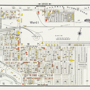 Placa 111, Toronto East York, Main St. South of Danforth Ave., 1910, mapa sobre lona pesada de algodón, 20 x 30" aprox.