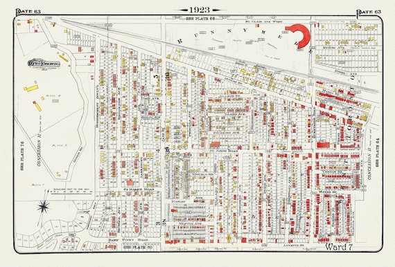 Plate 63, Toronto West, Junction & Stockyards, 1923, Map on heavy cotton canvas, 18x27in. approx.