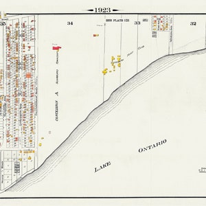 Platte 125, Toronto East, Waterfront, Beach & Hunt Club, 1923, Karte auf schwerer Baumwollleinwand, 18x27in. Ca.