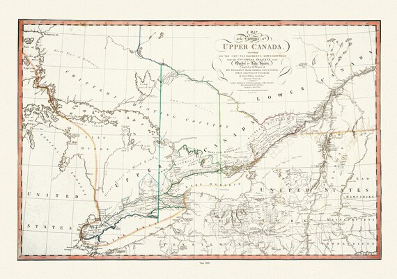 Smyth, The Province of Upper Canada describing all the new settlements, townships, 1800 , map on heavy cotton canvas, 22x27" approx.