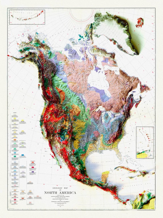 Geologic Map of North America, 1911 , map on heavy cotton canvas, 20 x 25" approx.