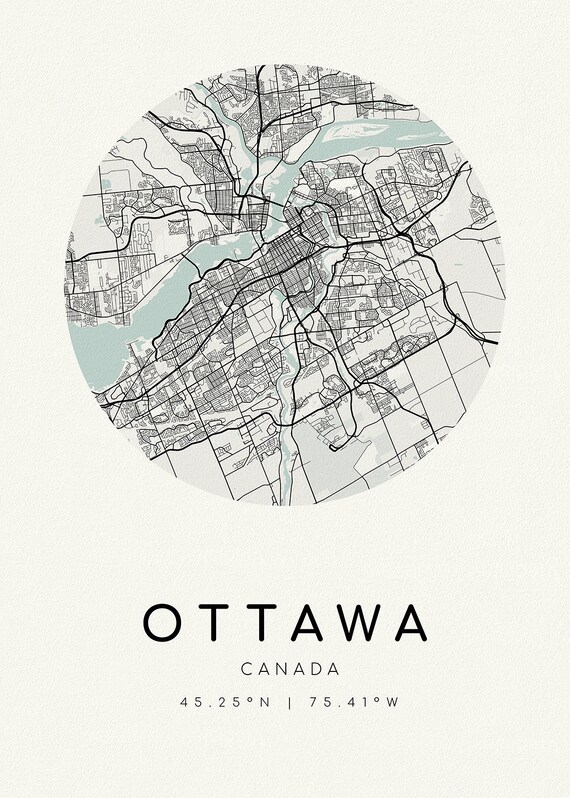 Ottawa, A Modern Map, Ver. II, on heavy cotton canvas, 45 x 65 cm, 18 x 24" approx
