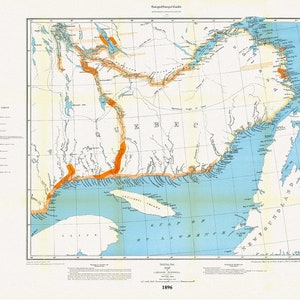 Labrador Halbinsel, SE Sheet, 1896, Karte auf schwerer Baumwollleinwand, 45 x 65 cm, 18 x 24" ca.