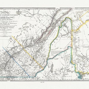 Province Of Lower Canada, 1838 , map on durable cotton canvas, 50 x 70 cm, 20 x 25" approx.
