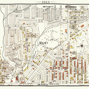 Planche 107, Toronto Est, The Beach, Norvège, Berkeley, 1913, carte sur toile de coton lourde, 20 x 30 » ou 50 x 75cm env.