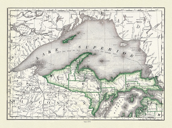 Rand, McNally & Co.,  Lake Superior and Northern Michigan, 1878,