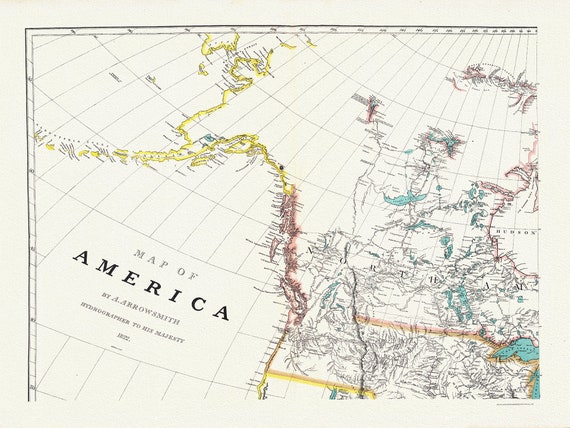 Arrowsmith's America (North West portion), 1824 , map on heavy cotton canvas, 22x27" approx.