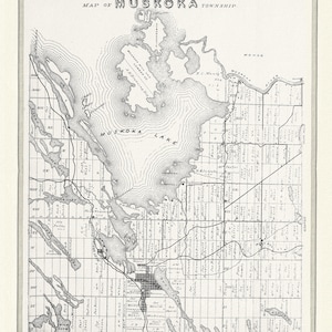 Muskoka Township, 1893, map on heavy cotton canvas, 22x27" approx.