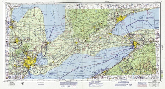 Aeronautical Chart,  Ontario, South Western Section, 1970, map on heavy cotton canvas, 20 x 27" approx.