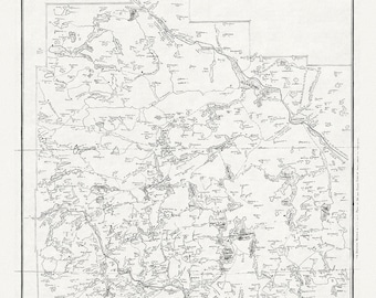 Mapa histórico del parque Algonquin, autor Arthur Brown, 1925, mapa sobre lienzo de algodón grueso, 19 x 28&quot; aproximadamente.