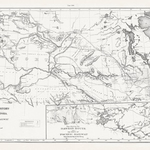 North West Territory and Manitoba, 1880, CPR, map on durable cotton canvas, 50 x 70 cm, 20 x 25&quot; approx.