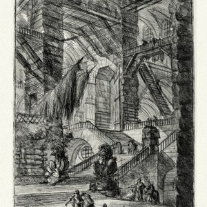 Giovanni Battista Piranesi, Le Carceri d'Invenzione, Planche I, 1760, une gravure sur toile de coton épais, 56x70cm environ