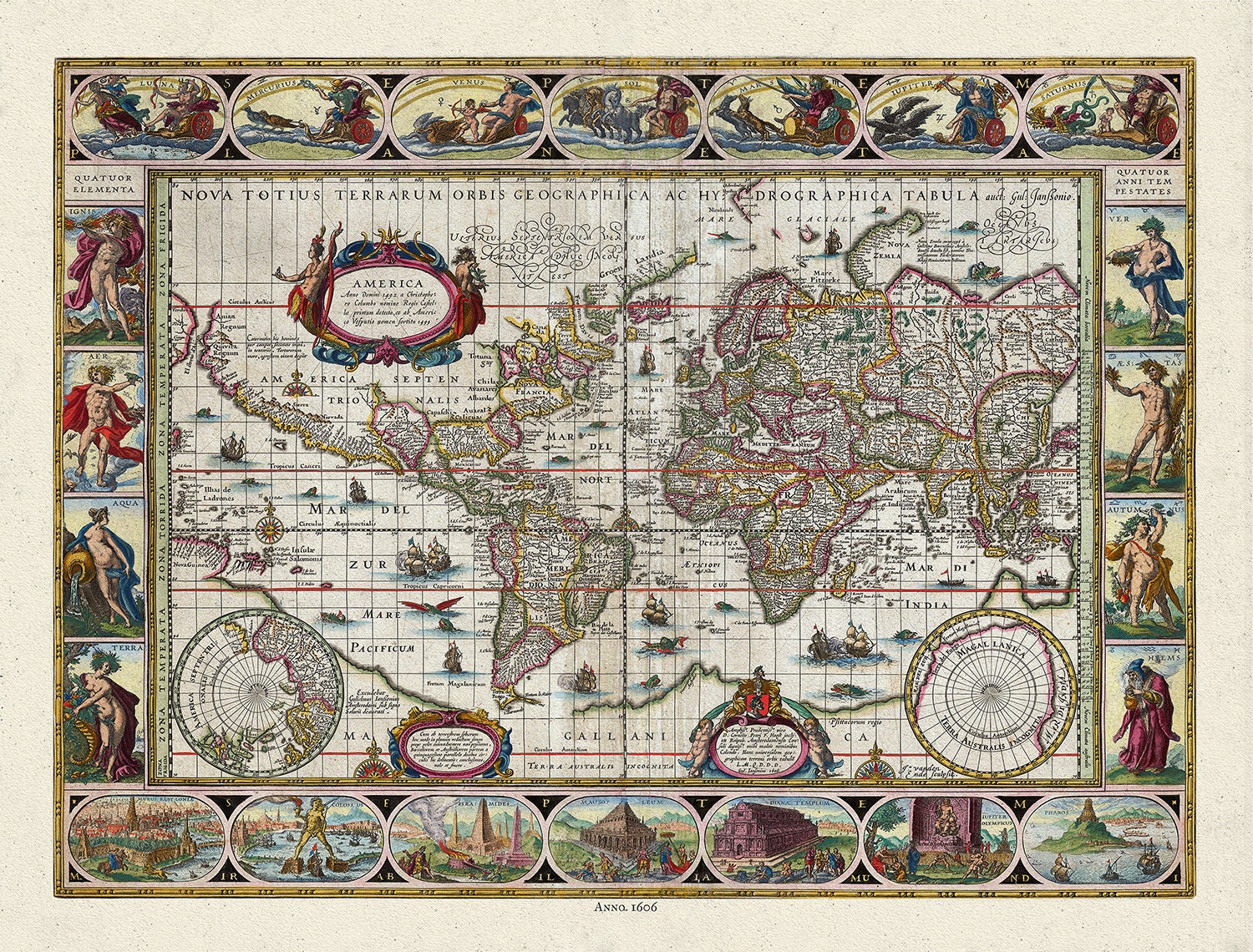 Vintage Map Nova Et Accvratissima Totius Terrarvm Orbis Tabvla 1665 
