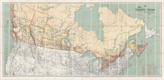 A Map Shewing the Railways of Canada, 1886, map on heavy cotton canvas, 50 x 70cm, 20 x 25" approx.