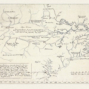 Champlain (1574-1635) et Thoreau-Carte de la Nouvelle France, 1632, map on heavy cotton canvas, 22x27" approx.