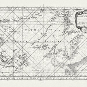 Bellin, Carte reduite du Golphe de St. Laurent, 1754