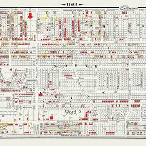 Plate 123, Toronto Nord,binder von unserer Stadt Strommuster, Stadtplan von 1923, schwere Baumwoll-Leinwand, ca.