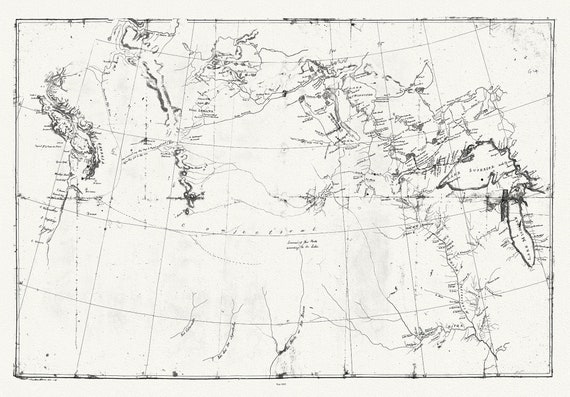 Meriwether Lewis,  A Map showing the Mississippi, the Missouri  above Kansas, Lakes Michigan, Superior, and Winnipeg, 1803, canvas, 22x27"