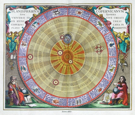 Cellarius, Harmoni Macrocosmica IV, 1660,  celestial map on durable cotton canvas, 50 x 70 cm or 20x25" approx.