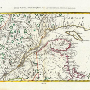 Mitchell, Rayanal et Zatta, Parte Orientale del Canada, Nuova Scozia Settentrionale, e Parte di Labrador, 1778, na płótnie, 22x27"