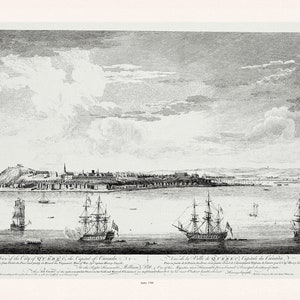 Pitt,  Vue de la ville du Québec, capitale du Canada, 1760, map on heavy cotton canvas, 20x27" approx.