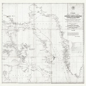 Spedizione artica alla ricerca di Sir John Franklin, 1850 Ver.2, mappa su tela di cotone pesante, 22x27" ca.