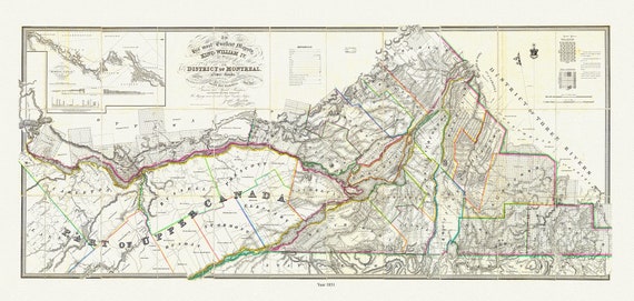 Wyld, Map of the District Of Montreal, Lower Canada, 1831  , map on heavy cotton canvas, 20x27" approx.