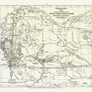 Carte de la partie sud-ouest des Territoires du Nord-Ouest rasant le pâturage adjacent aux montagnes Rocheuses, 1881, toile, 20 x 25 »
