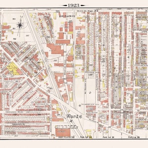 Placa 59, Toronto West, High Park East Side e Brockton, South of Bloor St., 1923, Mapa em tela de algodão grosso, 18 x 27 pol. Aproximadamente.