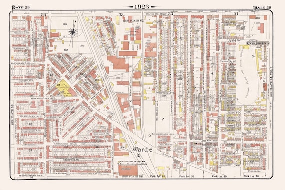 Plate 59, Toronto West, High Park East Side & Brockton, South of Bloor St.,  1923, Map on heavy cotton canvas, 18x27in. approx.