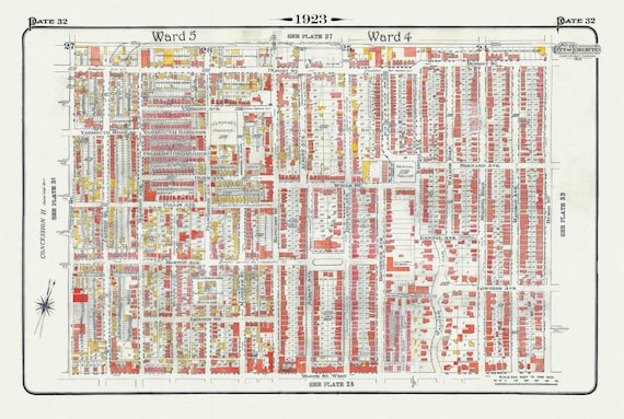 Plate 32, Toronto West, Bloorcourt, Seaton Village, Annex , 1923, Map on heavy cotton canvas, 18x27in. approx.