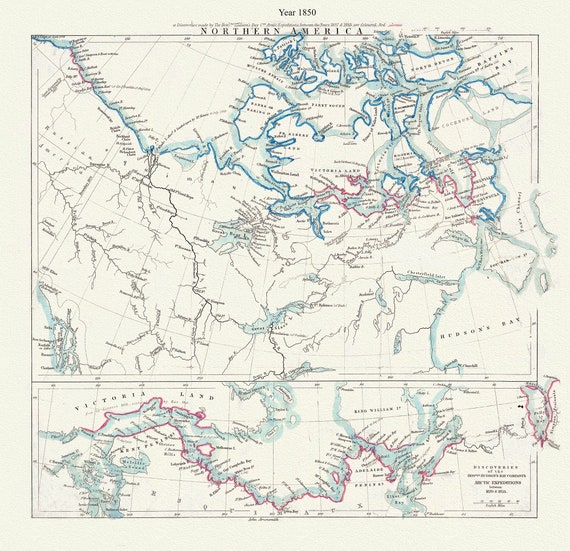 Arctic Expeditions in Northern America, 1850, Arrowsmith auth.