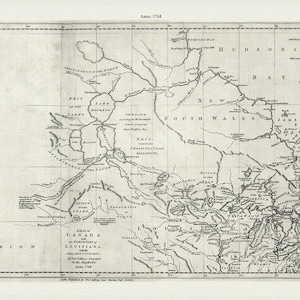 Jefferys, A map of Canada and the north part of Louisiana with the adjacent countrys, 1768 Ver. 2, on heavy cotton canvas, 22x27" approx.