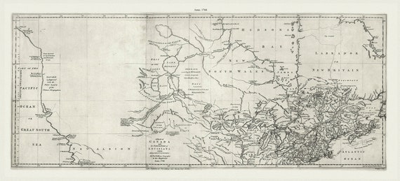 Jefferys, A map of Canada and the north part of Louisiana with the adjacent countrys, 1768 Ver. 2, on heavy cotton canvas, 22x27" approx.