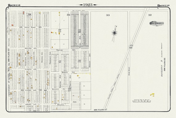 Plate 116, Toronto East, Scarborough, Pharmacy Ave., South of St. Clair, 1923, Map on heavy cotton canvas, 18x27in. approx.