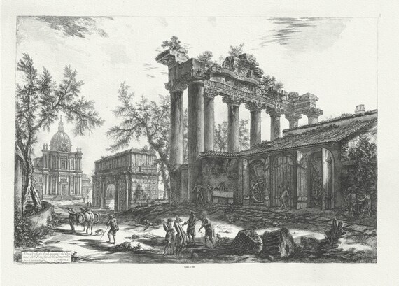 Giovanni Battista Piranesi, Alternate view of the Temple of Concord, 1760 , map on heavy cotton canvas, 22x27" approx.